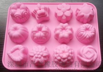 12格花形硅胶模具 蛋糕模具 SB-016